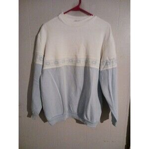 Gloria Vanderbilt Beachwear Womens Sweater Light Blue And White Pullover Sz L